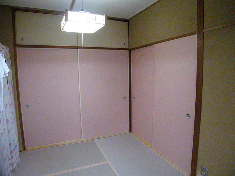 ピンク色のかわいい襖 ふすま 大阪 紙戸屋 中野表具店