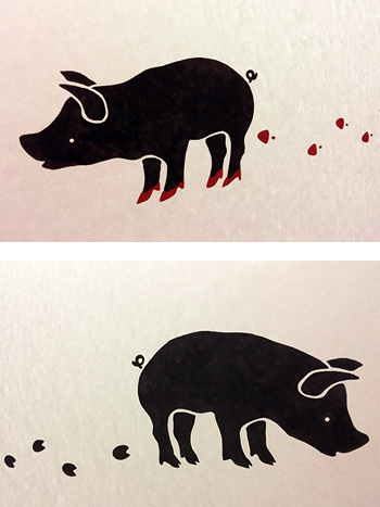 豚柄の襖紙・ふすま紙　Stylish Pig
