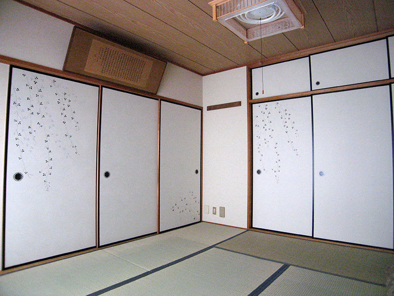 越前手漉雲肌和紙の襖(ふすま)「萩」